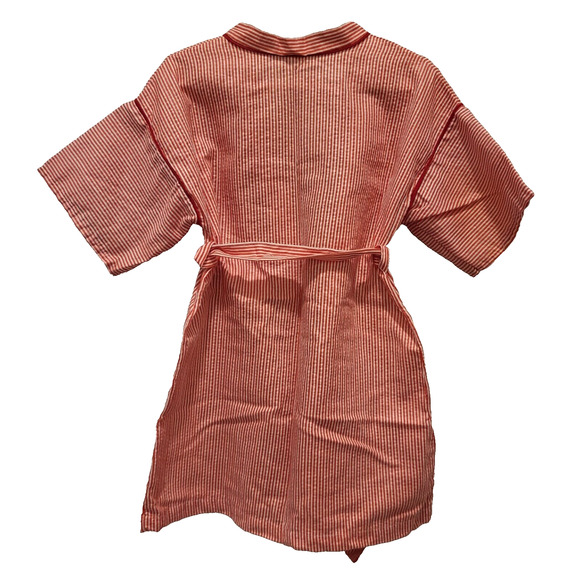 1980s Shirey Toddler Kimono Bathrobe 3T Red White Striped Made in USA - Picture 3 of 6